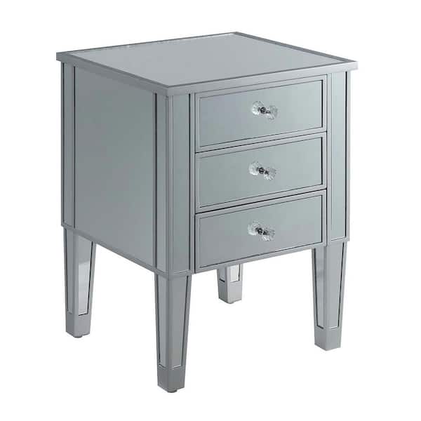 Convenience Concepts Gold Coast Mirrored 3-Drawer End Table