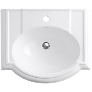 Devonshire Vitreous China Pedestal Combo Bathroom Sink in Biscuit with Overflow Drain
