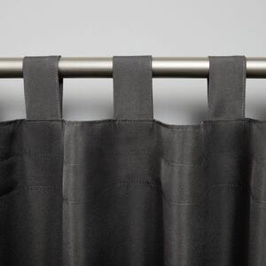 Cabana Charcoal Solid Light Filtering Hook-and-Loop Tab Indoor/Outdoor Curtain, 54 in. W x 108 in. L (Set of 2)