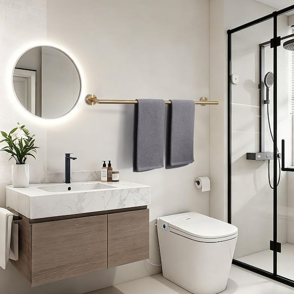 36 in. Wall Mounted Towel Bar in Brushed Gold