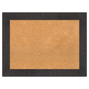 Rustic Plank Espresso Natural Corkboard 33 in. x 25 in. Bulletin Board Memo Board