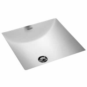 Studio Carre Square Undercounter Bathroom Sink with Less Faucet Deck in White