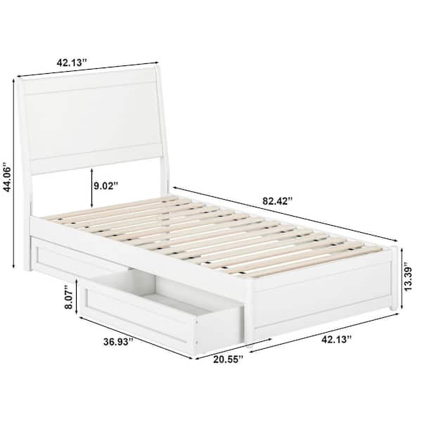 AFI Casanova White Solid Wood Frame Twin Platform Bed with