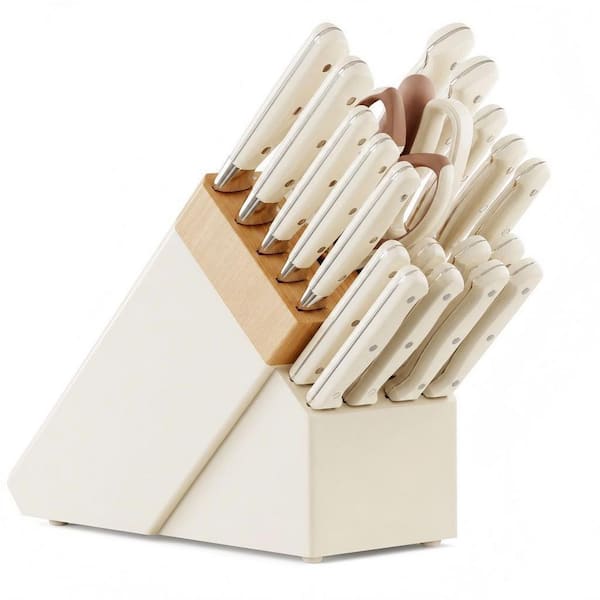 22-Piece Stainless Steel Full Tang Kitchen Knife Set with Block and Sharpener
