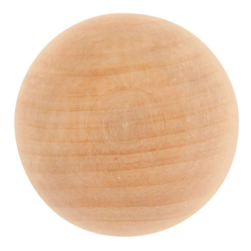 Natural Beige Round Wood Knob with Mounting Hardware