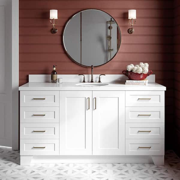 ARIEL Taylor 67 in. W x 22 in. D x 36 in. H Single Sink Freestanding Bath Vanity in White with Pure White Quartz Top