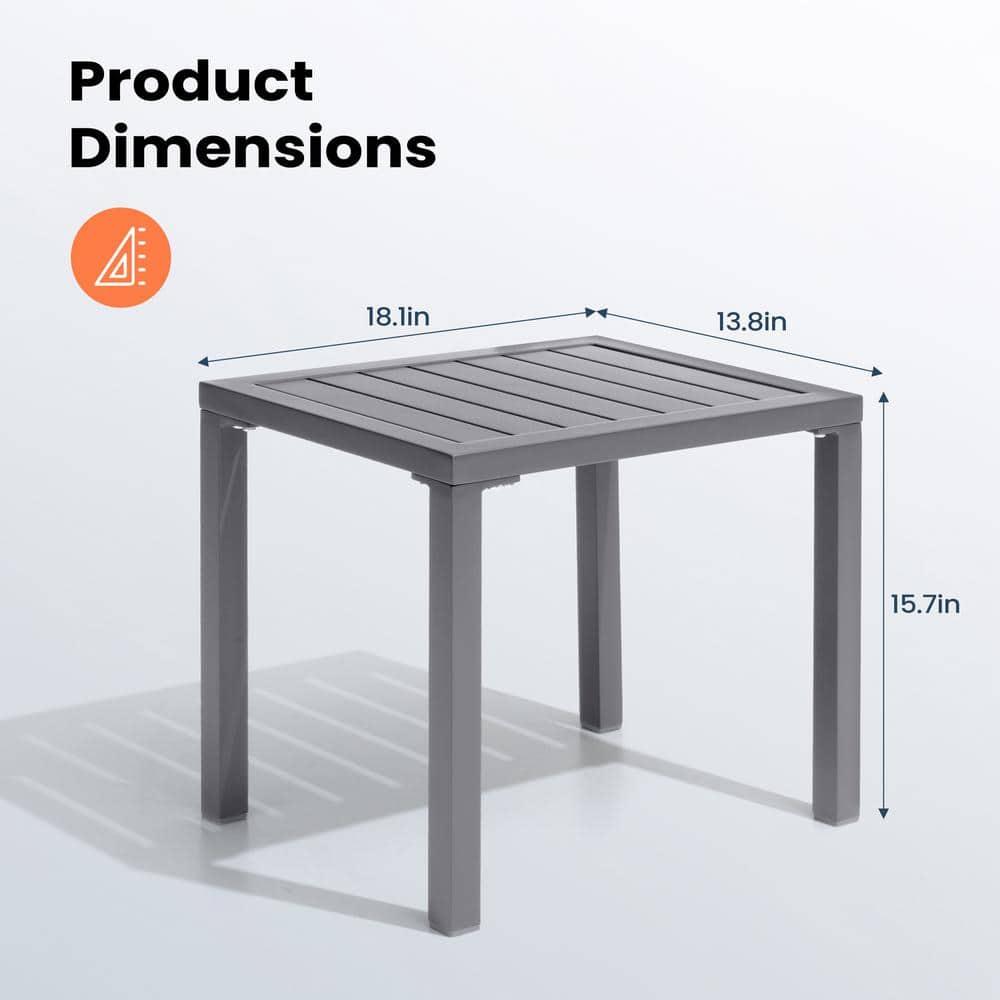Pellebant Gray Aluminum Outdoor Patio Side Table