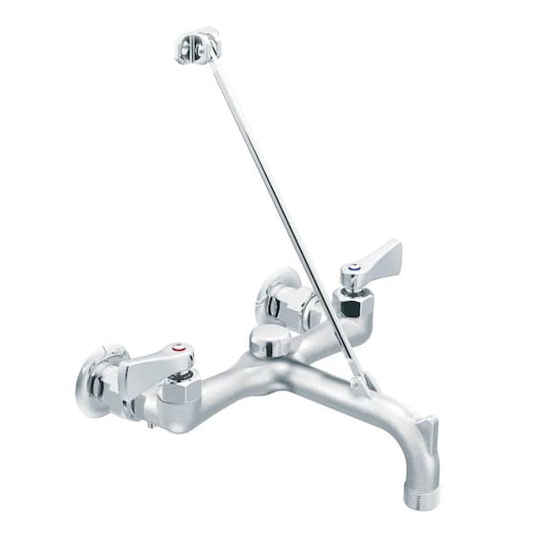 MOEN Commercial 2-Handle Wall Mount Service Faucet in Chrome