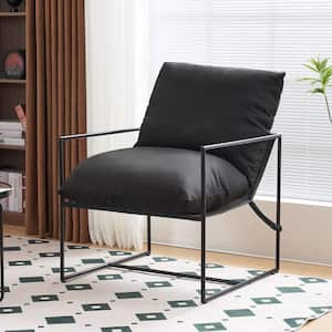 Black Metal and Upholstered Sling Accent Chair