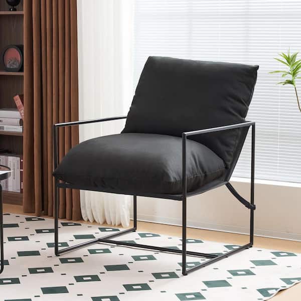 Hochwertiges Modern Black Upholstered Sling Accent Chair Armchair with Metal Frame