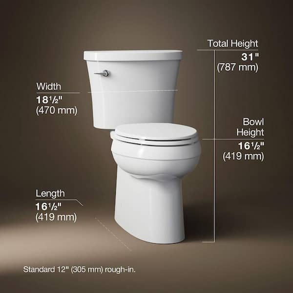 Gleam 12 in. Rough In 2-Piece 1.28 GFP Single Flush Elongated Chair Height Toilet in White with Soft Close Seat