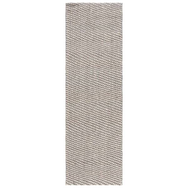 Natural Fiber 3 ft. x 8 ft. Natural/Gray Solid Color Runner Rug