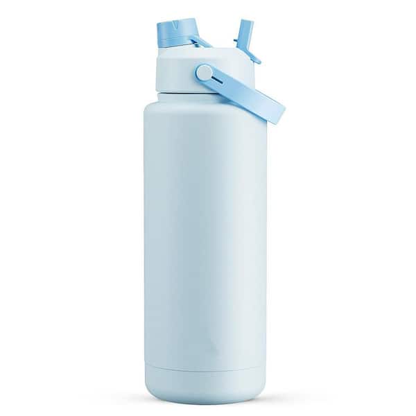 40 oz. Light Blue Stainless Steel Insulated Water Bottle with 2-in-1 Straw and Spout Lid for Sports Gym and School