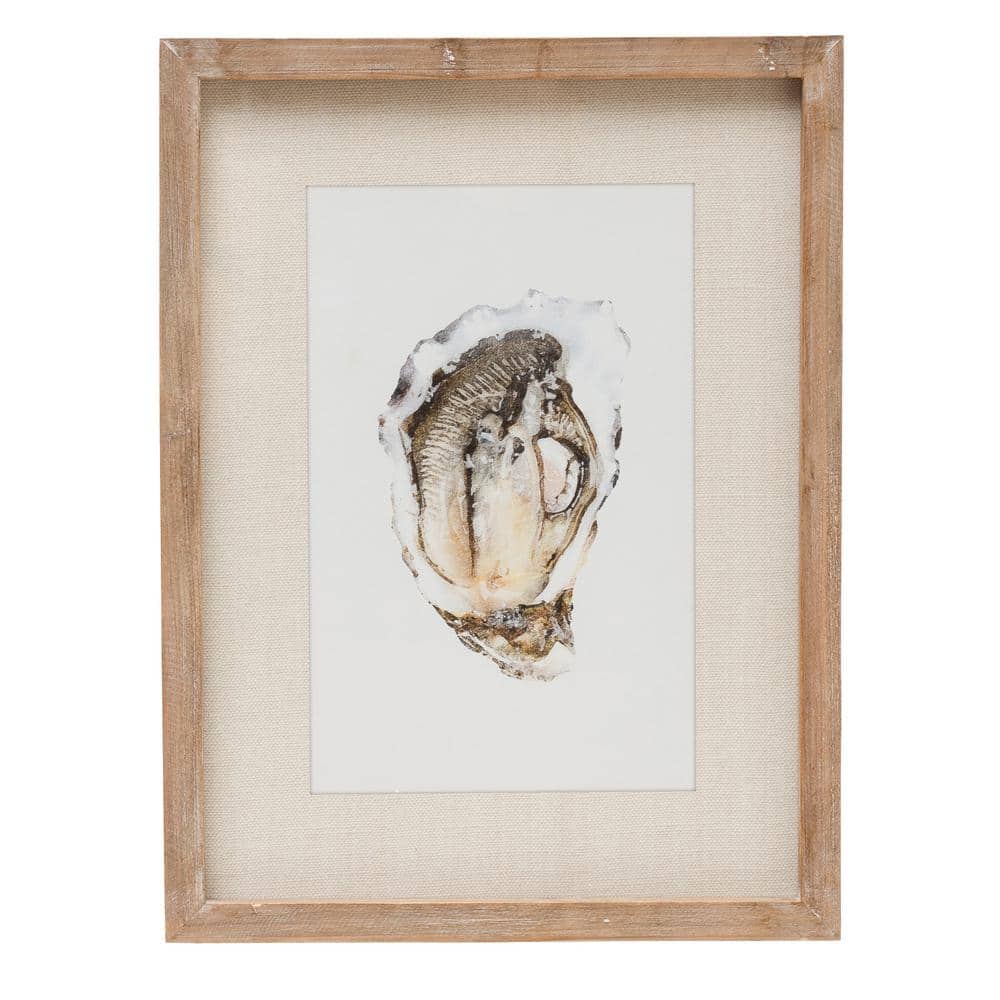 Natural Wood Framed Oyster Print Wall Art Set