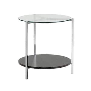 Chrome End Table With Glass Top