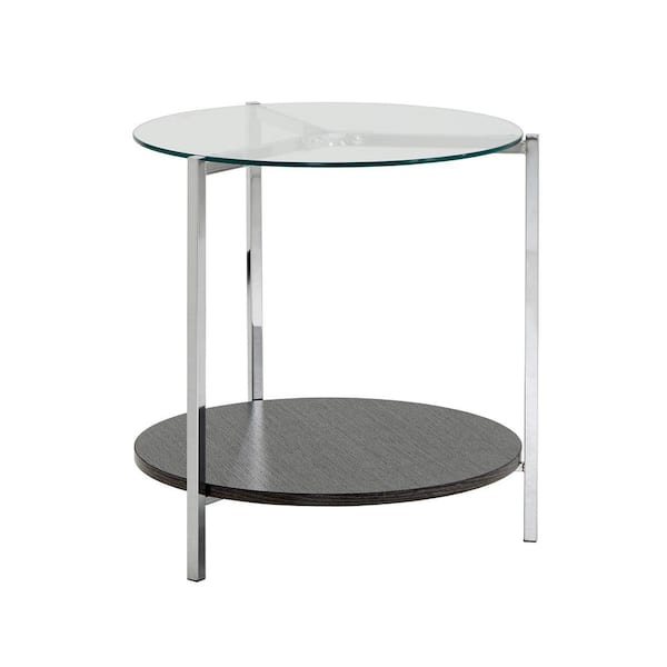 HomeSullivan Chrome End Table With Glass Top