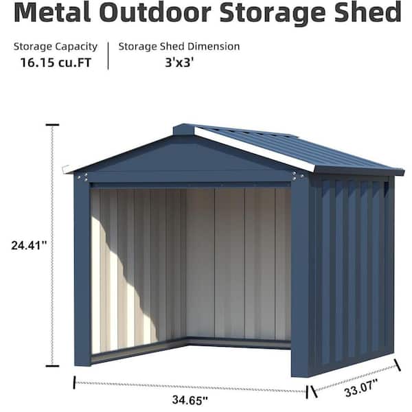 Aobabo Install Metal Shed 2 ft. W x 3 ft. D Metal Shed with