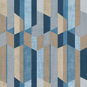 Dark/Light Blue Italian Textures 2-Geometric Texture Vinyl on Non-Woven Non-Pasted Wallpaper Roll (Covers 57.75 sq.ft.)