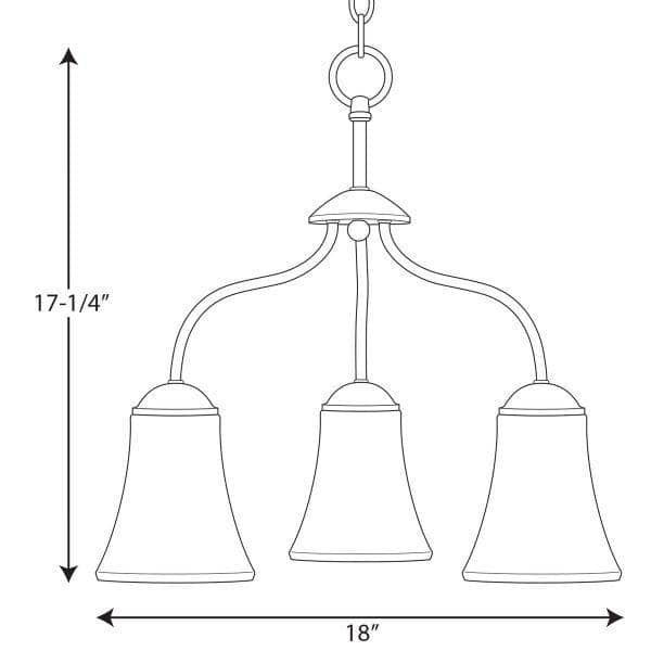Classic 18" Polished Chrome 3-Light Chandelier with Etched Glass Shades