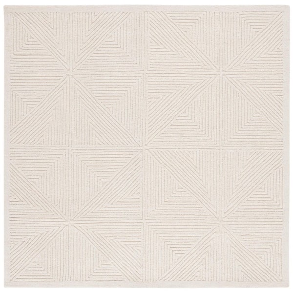SAFAVIEH Textural 6 ft. x 6 ft. Ivory Triangle Striped Square Area Rug