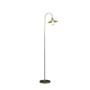 64.25 in. Gold and White 1 Light 1-Way (On/Off) Lantern Floor Lamp for Liviing Room with Metal Lantern Shade
