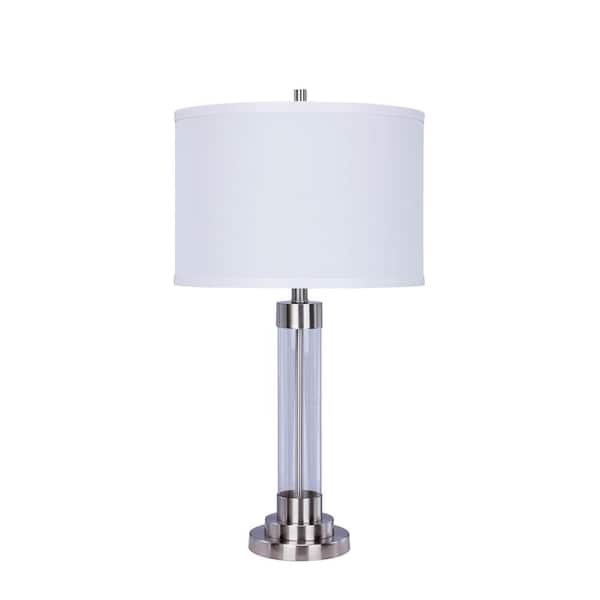 Clear Glass Table Lamp, Brushed Steel Glass Table Lamp