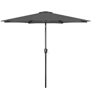 9 ft. Outdoor Market Table Patio Umbrella with Button Tilt, Crank and 8-Sturdy Ribs for Garden, Gray