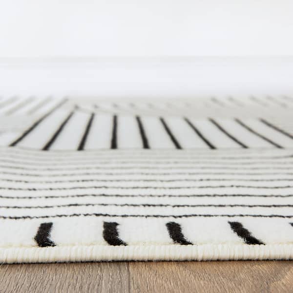 Milan Cream 7 ft. 10 in. x 10 ft. Contemporary Stripe Arch Design Area Rug