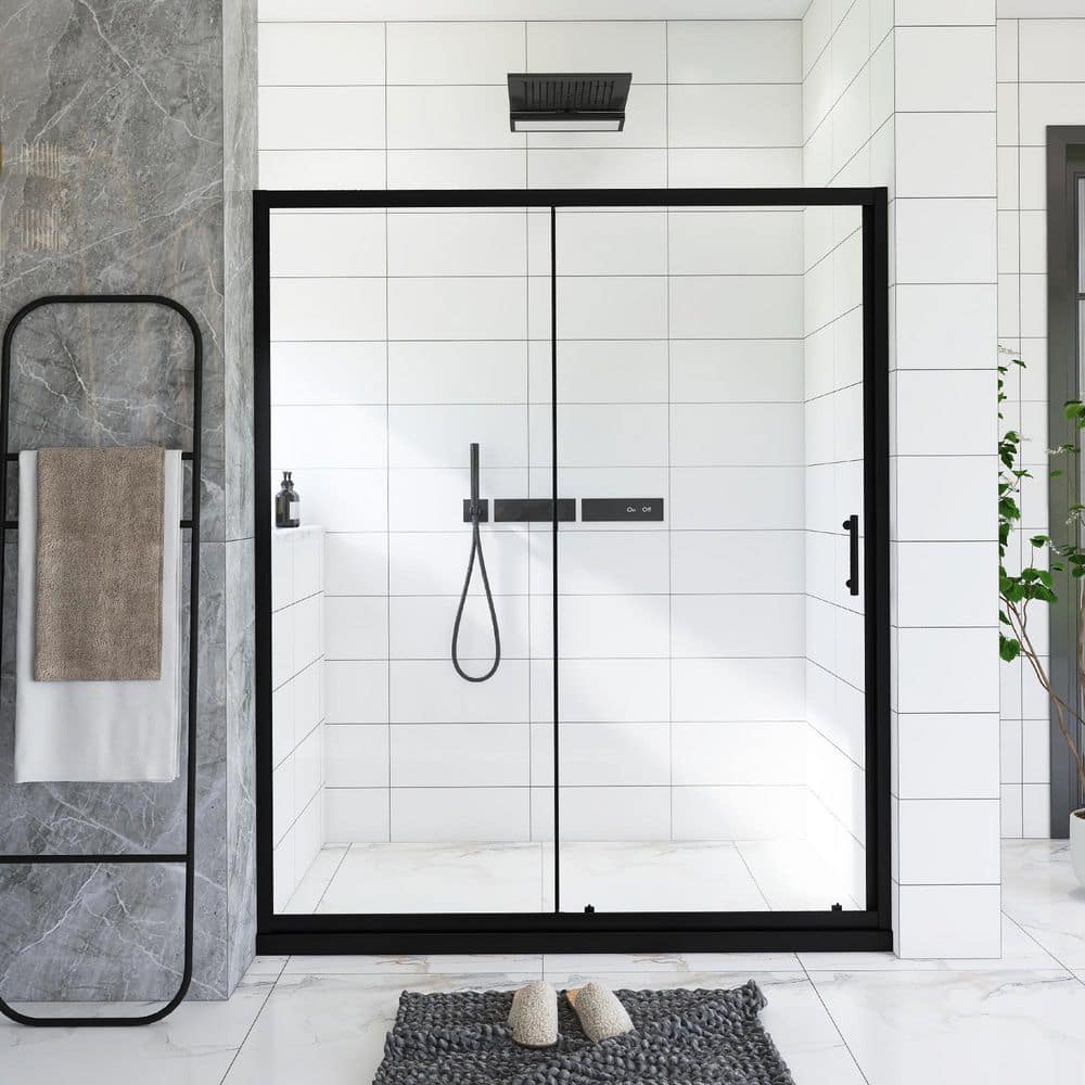 TCYO 60 in. W x 72 in. H Sliding Framed Shower Door in Matte Black