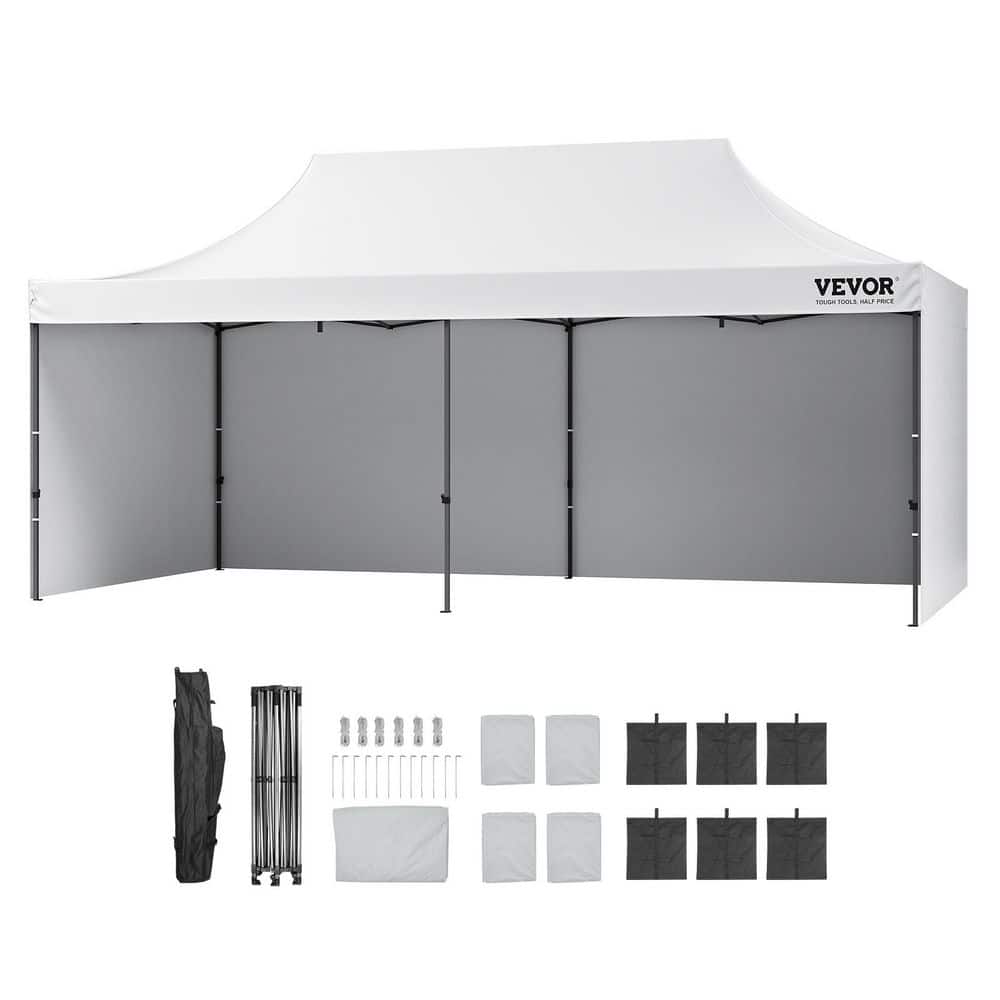 VEVOR 10x20 FT White Pop Up Canopy Tent with Removable Sidewalls