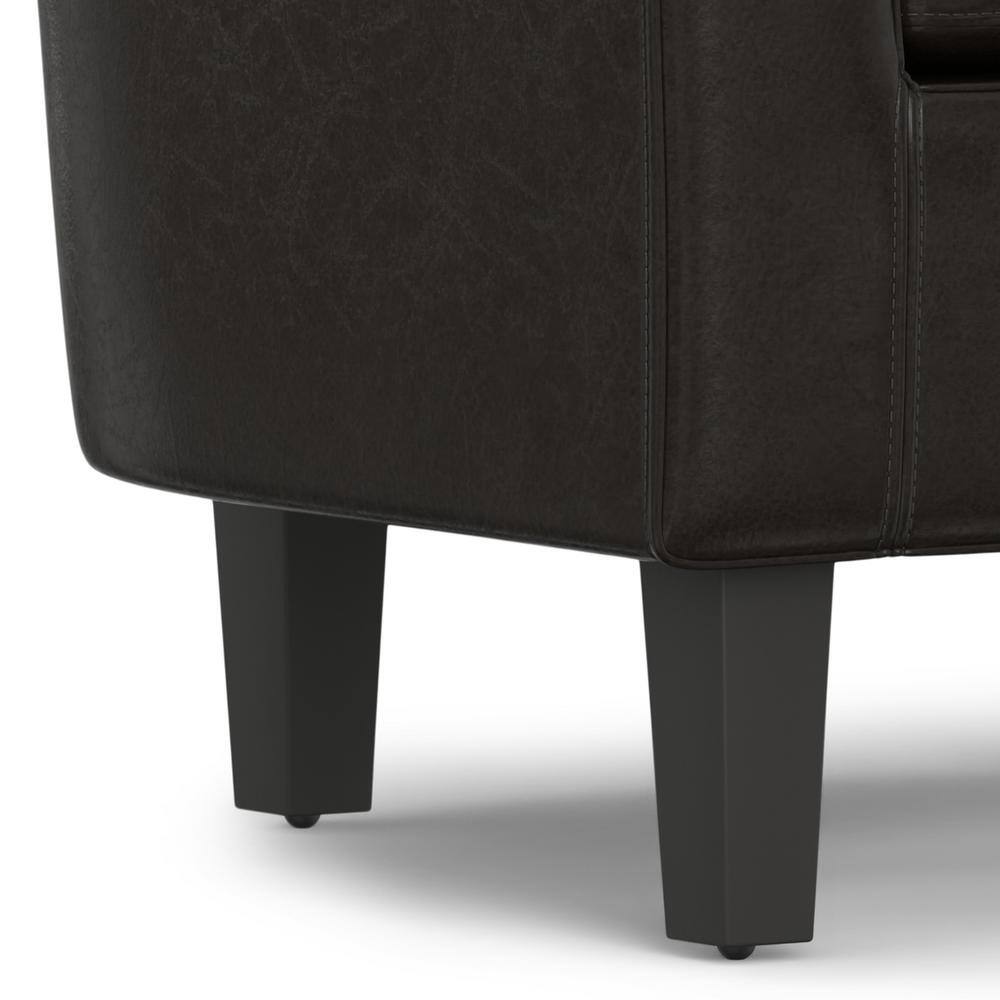 Austin Dark Brown Faux Leather Barrel Accent Chair