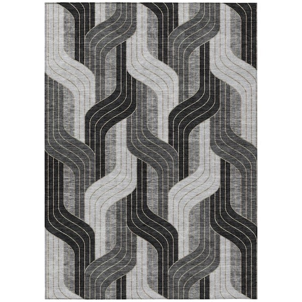 Chantille Machine Washable Indoor/Outdoor Abstract ACN2422 Black 3 ft. x 4 ft. Area Rug
