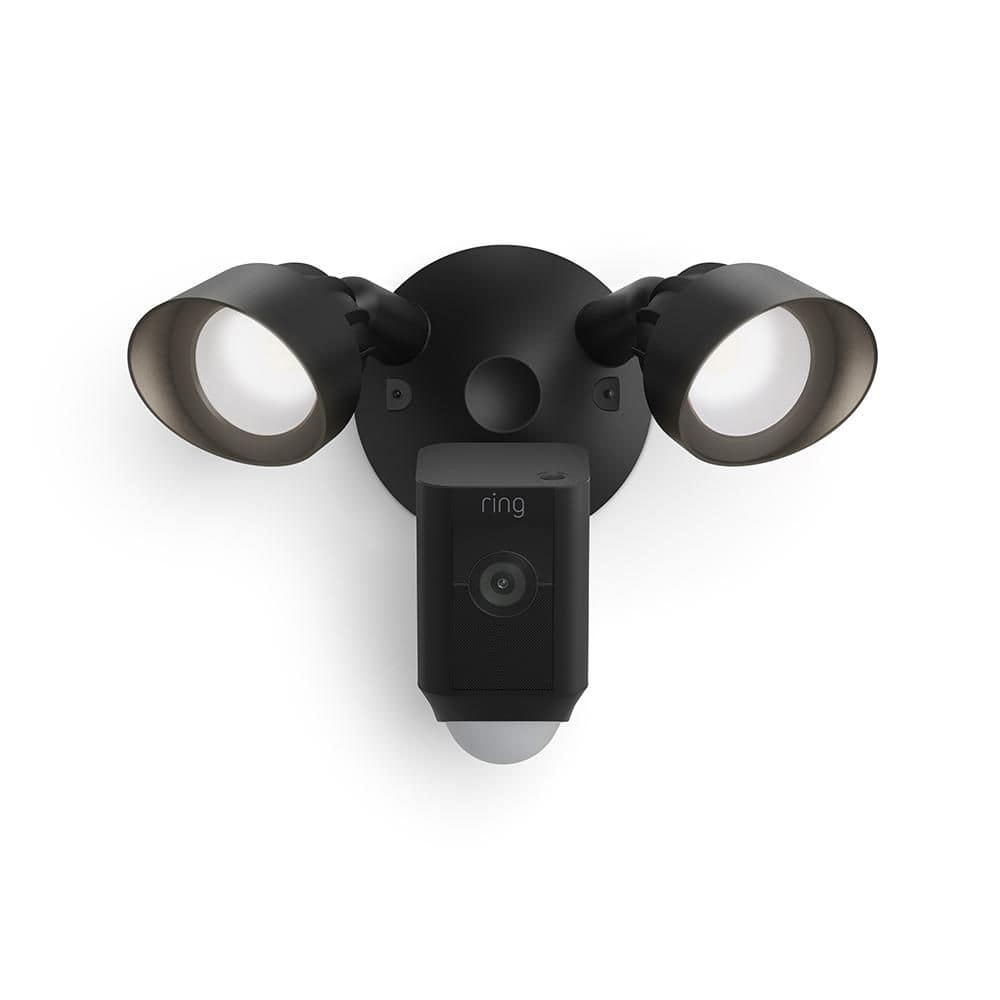 Black Wireless Motion Sensing Floodlight Security Camera with Audio
