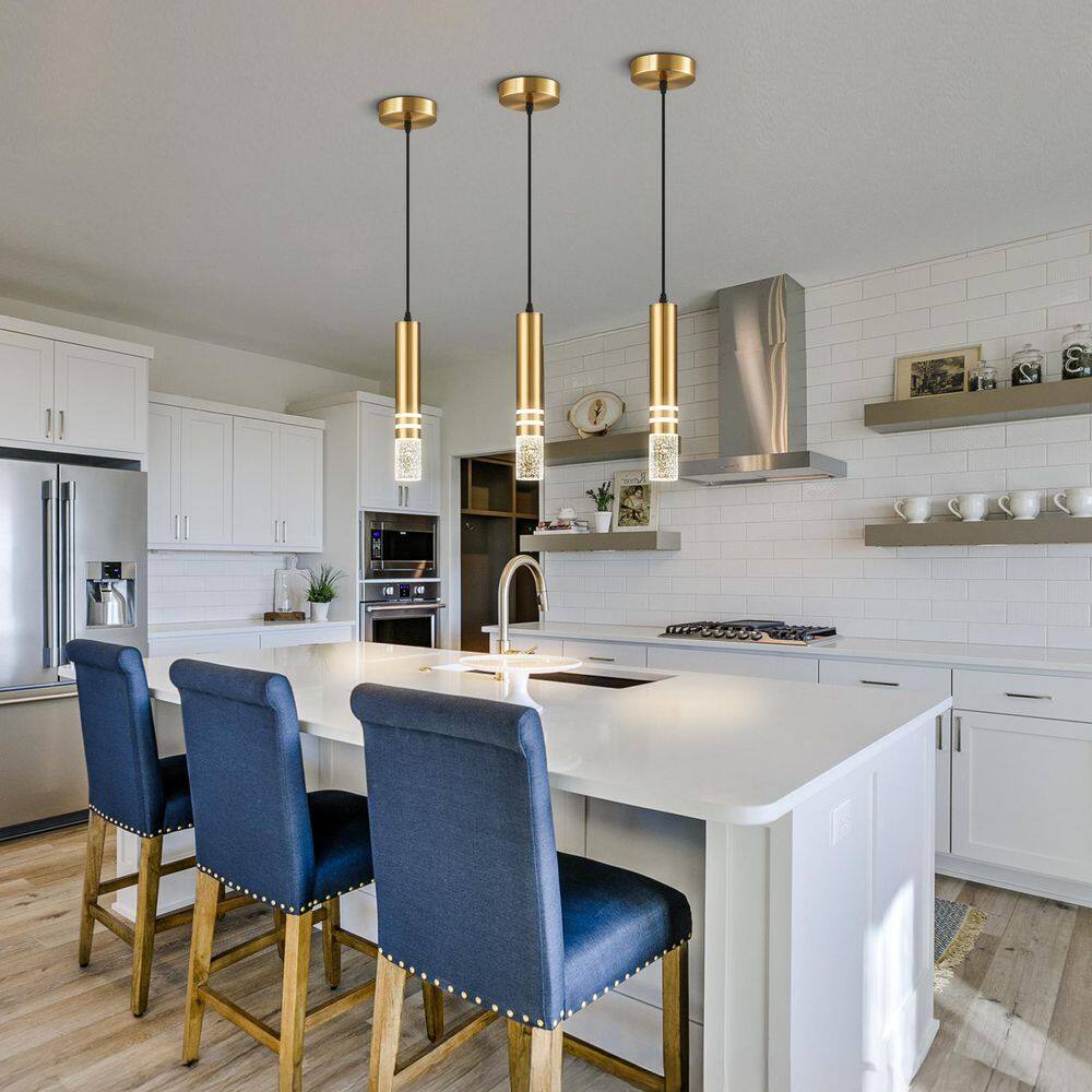 Home Lighting 6W 1-Light Gold 3-Pack Modern Crystal Integrated LED Pendant Light Over Sink for Kitchen Island price history on PriceWatchPro
