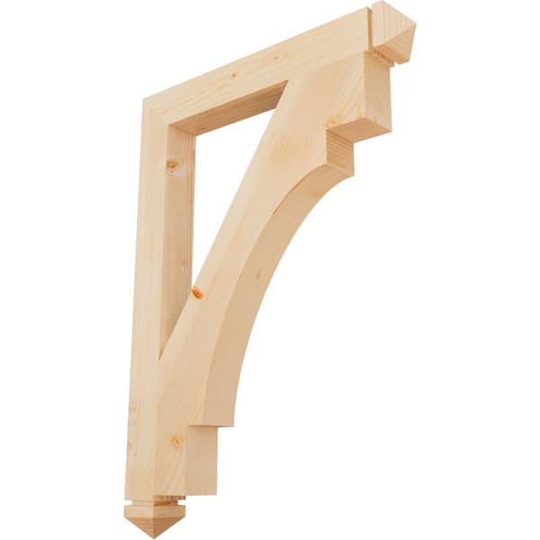 Ekena Millwork 3.5 in. x 44 in. x 32 in. Douglas Fir Merced Arts and Crafts Smooth Bracket