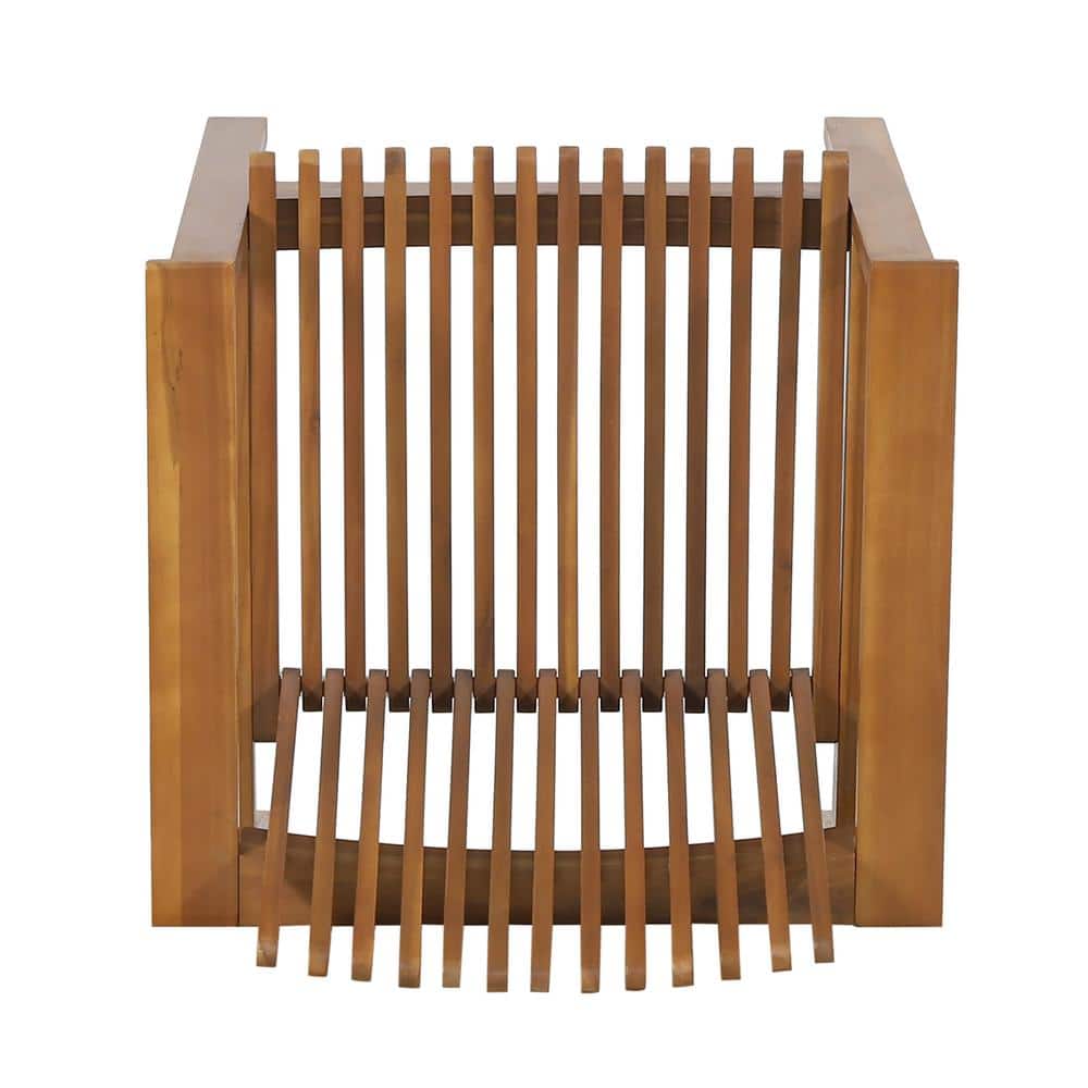 Teak Acacia Wood Slatted Club Chair with Armrests