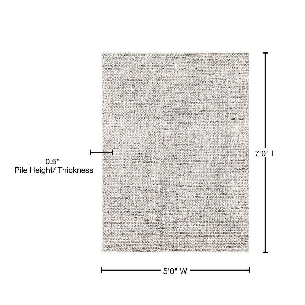 Handmade Blue Diamond Tufted Wool and Viscose Rug, 5' x 7'