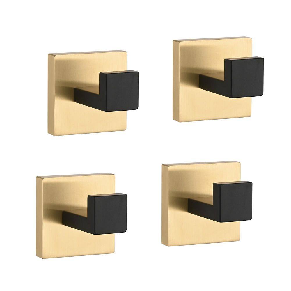4-Pack Square J-Hook Robe/Towel Hook in Gold Black, Designed for Bathroom, Bedroom and Kitchen price history on PriceWatchPro
