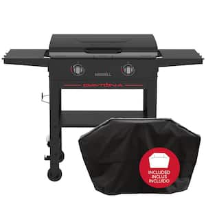 Daytona 2 Burner Propane Gas Griddle in Black with PVC Cover