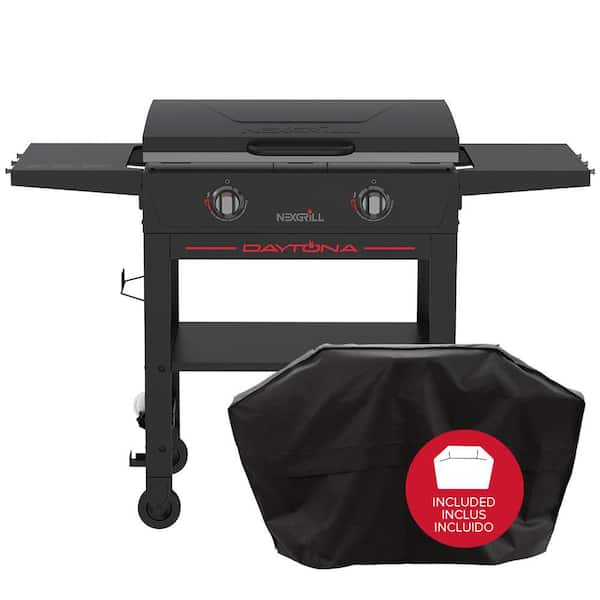 Daytona 2 Burner Propane Gas Griddle in Black with PVC Cover