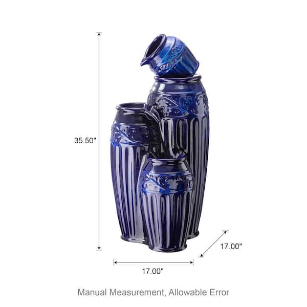 Glitzhome 35.5 in.H Oversized Cobalt Blue Embossed Pattern 4