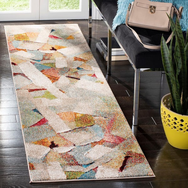Porcello 2 ft. x 20 ft. Gray/Multi Abstract Runner Rug