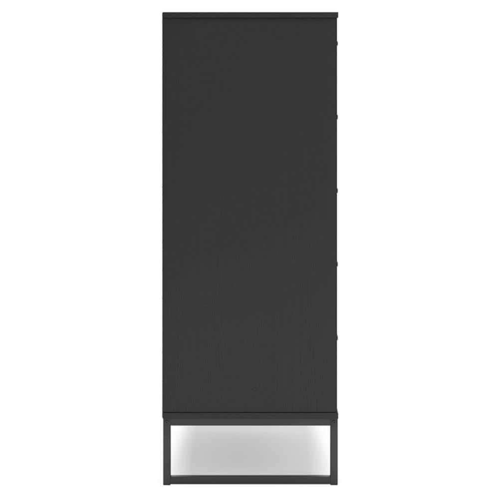Black Contemporary 5-Drawer Chest with Metal Legs
