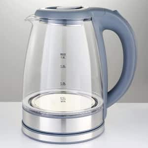 7-Cups Grey Glass Cordless Electric Kettle with 360-Swivel Base