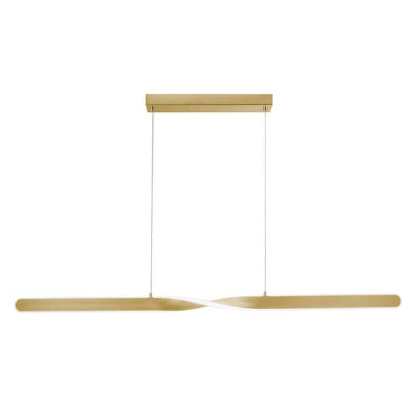 AFX Twist 160-Watt Integrated LED Satin Brass Statement Pendant with White Acrylic Shade