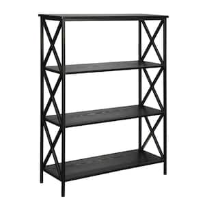 42 in. Black Metal 4-shelf Etagere Bookcase with Open Back