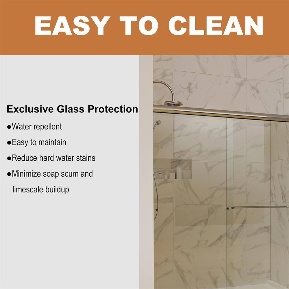60'' Chrome Framed Sliding Shower Door with Clear Glass