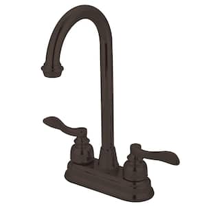 NuWave French 2-Handle Deck Mount Gooseneck Bar Prep Faucets in Oil Rubbed Bronze