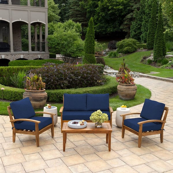 ARDEN 24 in. x 18 in. Outdoor Loveseat Cushion Set Sapphire Blue