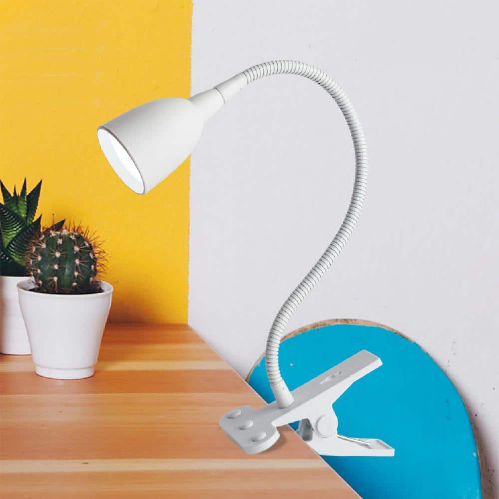 White Adjustable Clip-on Arc LED Desk Lamp